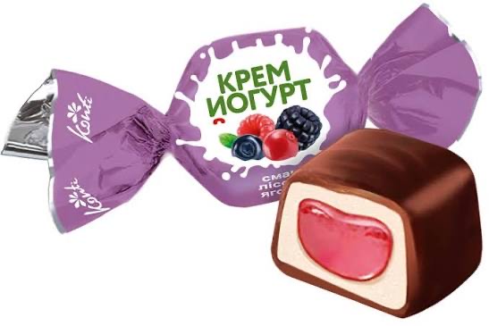 Цукерки Крем-йогурт смак лісові ягоди. KONTI вагові