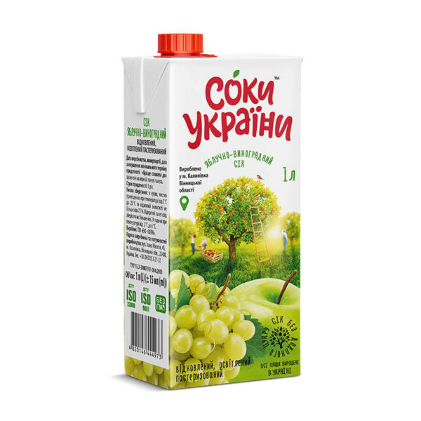 Соки України Яблуко-виноград 1 л