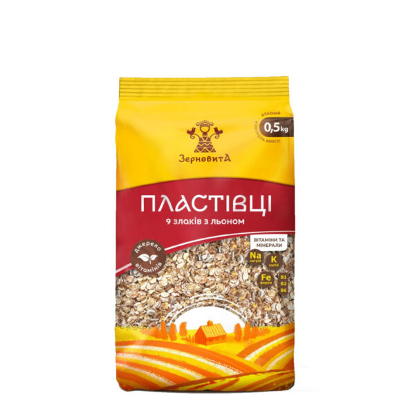 Пластівці 9 злаків+льон 500 г