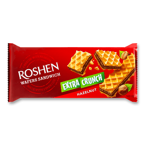 Вафлі ROSHEN WAFERS SANDWICH CRUNCH HAZELNUT 143 г