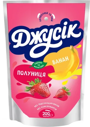 Сік Банан-полуниця. ТМ Джусік 0.2л