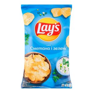 Чіпси зі смаком сметана-зелень.  LAY'S 25 г stripe