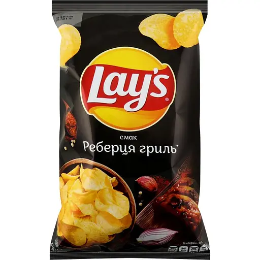 Чіпси картопляні зі смаком реберець гриль. ТМ LAY'S 120 г