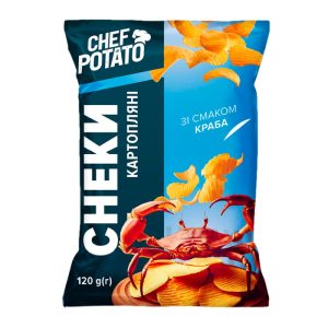 Снеки картопляні зі смаком краба. ТМ SHEF POTATO 120 г