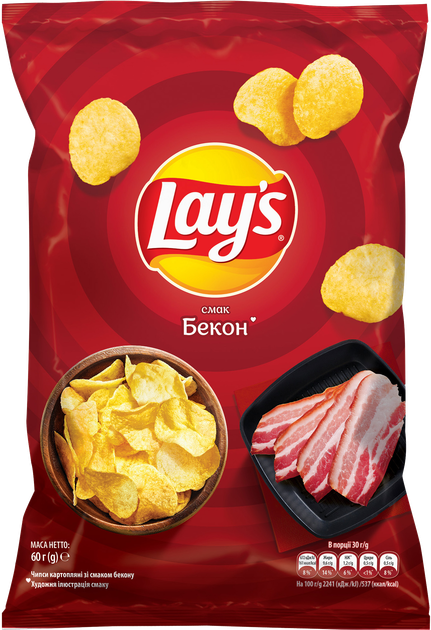 Чіпси Lay's зі смаком бекону 60 г