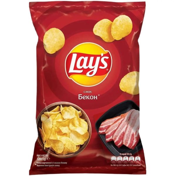 Чіпси Lay's зі смаком бекону 120 г
