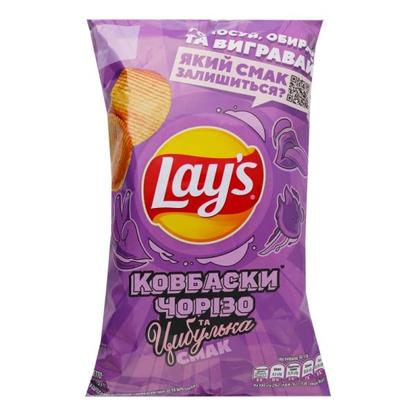 Чіпси чорізо та цибулька. ТМ Lay's 95 г