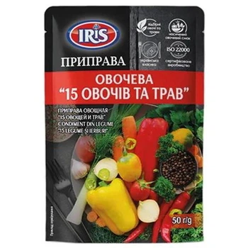 Приправа овочева 15 овочів і трав. IRIS 50г