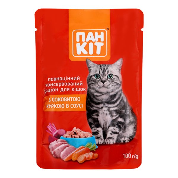 Корм вологий для котів Пан Кіт курка в соусі 100 г