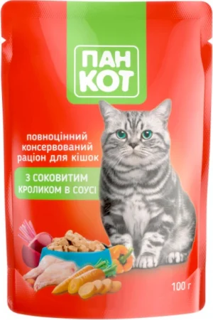 Корм вологий для котів Пан Кіт із соковитим кроликом 100 г