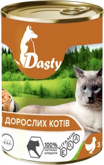 Корм вологий для котів зі смаком птиці ТМ 'Dasty' 415г