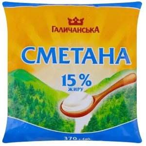 557648.webp Сметана Галичина 15% 370 г