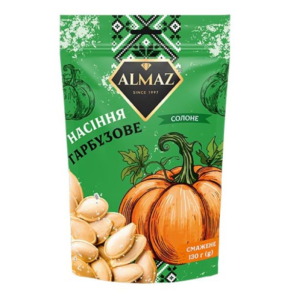 Насіння гарбузове смажене солоне. ТМ ALMAZ 130 г