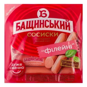 59415-1.webp Сосиски Філейні перший сорт Бащинский 420г