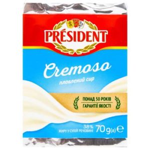 Сир плав вершковий президент 38% 70г