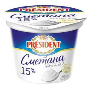 60133-1.webp Сметана Президент 15% 180 г