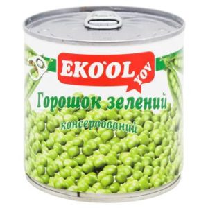 Горошок зелений консервований EKOOL 400г