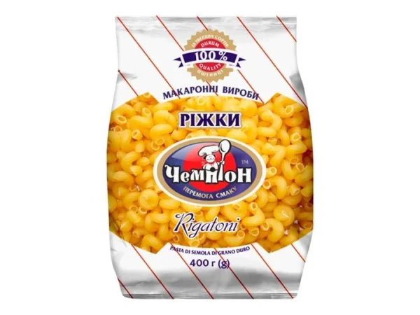 Макарони Ріжки вищого ґатунку Чемпіон 400г