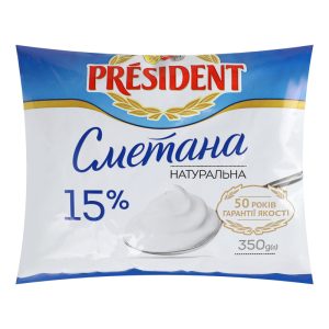 61044.jpg Сметана 15% жирності Президент 350г