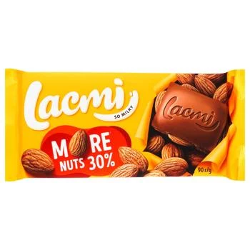 Шоколад Молочний LACMI з Цілим Мигдалем 90г