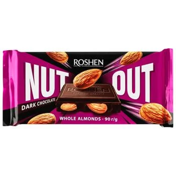 Шоколад Чорний ROSHEN Нат з Цілим Мигдалем 90 г