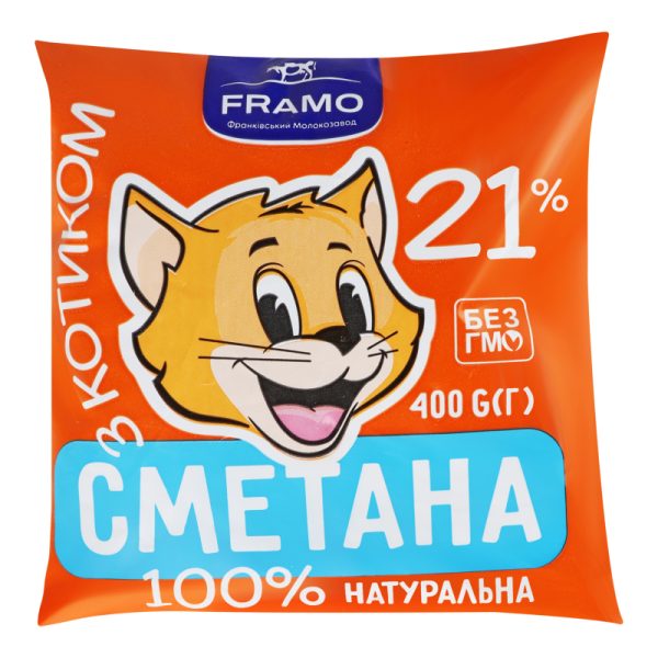 Сметана 21%. ТМ Framo пакет 400г